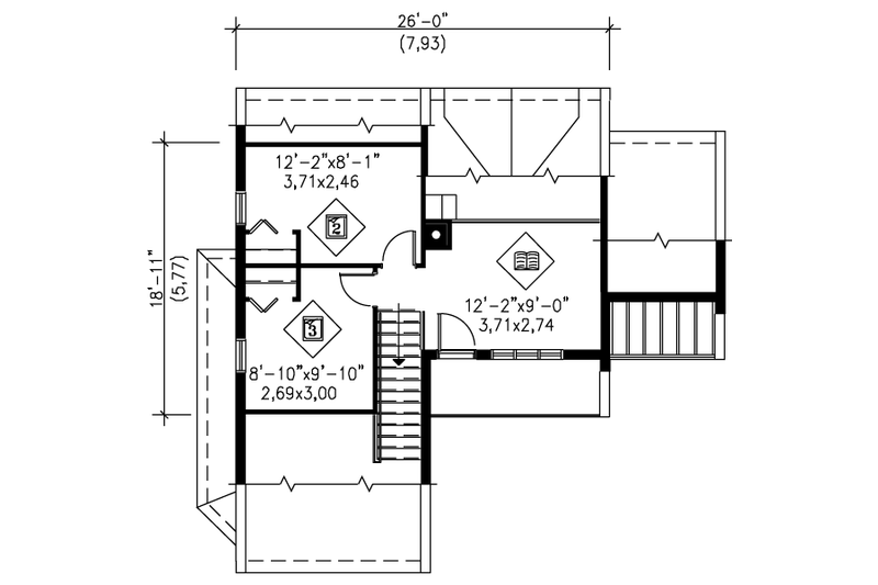 House Plan Design - Floor Plan - Upper Floor for Contemporary House Plan #25-2292 - 3 bed, 1 bath