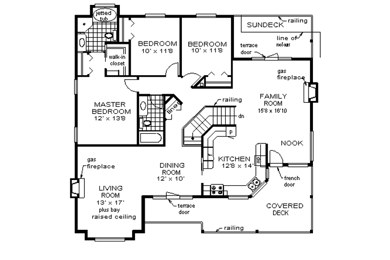 Home Plan - Floor Plan - Main Floor for Mediterranean House Plan #18-251 - 4 bed, 2 bath