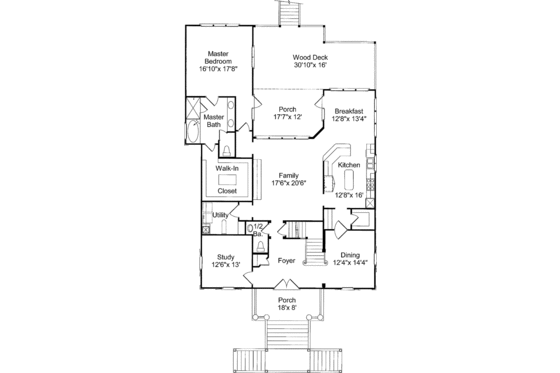 Floor Plan - Main Floor for Country House Plan #37-257 - 3 bed, 2.5 bath