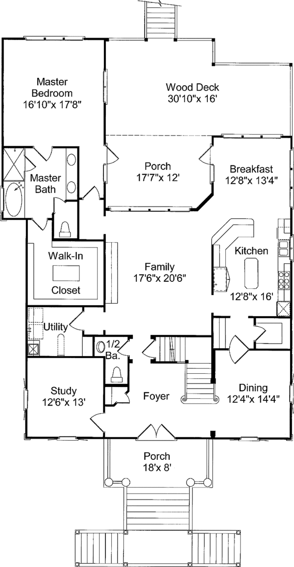 Dream House Plan - Country Floor Plan - Main Floor Plan #37-257