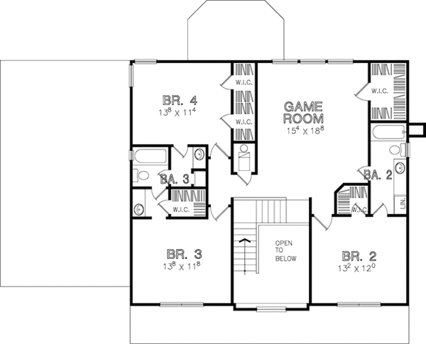 House Plan Design - Colonial Floor Plan - Upper Floor Plan #472-324