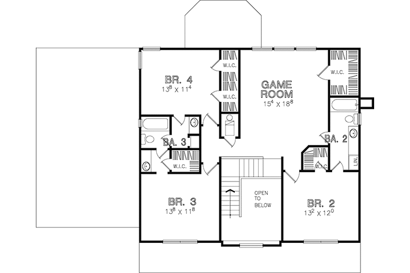 Home Plan - Floor Plan - Upper Floor for Colonial House Plan #472-324 - 4 bed, 3.5 bath