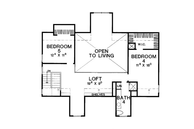 Architectural House Design - Floor Plan - Upper Floor for Country House Plan #472-45 - 5 bed, 3 bath