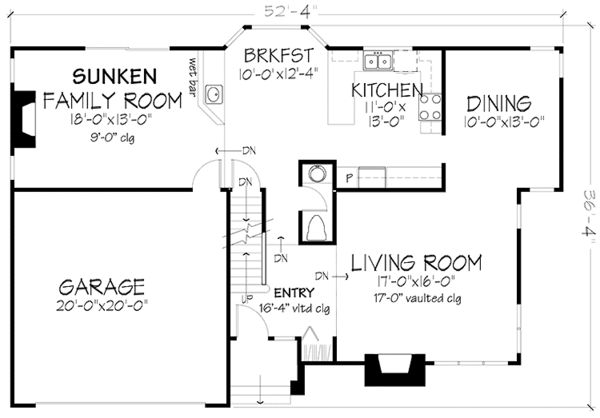 Architectural House Design - Prairie Floor Plan - Main Floor Plan #320-1098