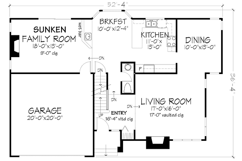 Home Plan - Floor Plan - Main Floor for Prairie House Plan #320-1098 - 3 bed, 2.5 bath