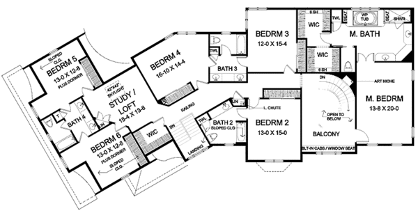 House Blueprint - Classical Floor Plan - Upper Floor Plan #328-366