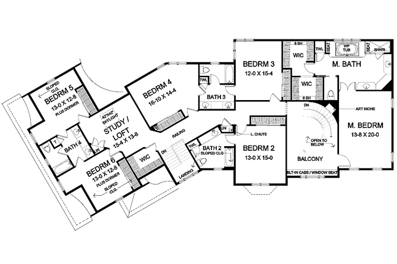 Home Plan - Floor Plan - Upper Floor for Classical House Plan #328-366 - 6 bed, 4.5 bath