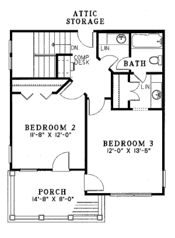 House Design - Southern Floor Plan - Upper Floor Plan #17-2032