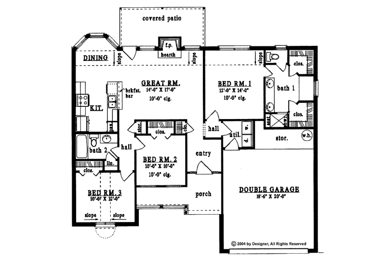 Dream House Plan - Floor Plan - Main Floor for Country House Plan #42-413 - 3 bed, 2 bath
