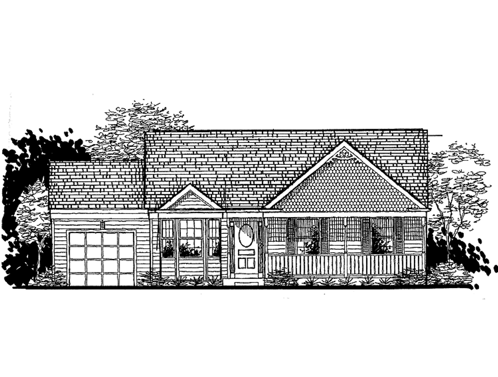 Country Style House Plan - 2 Beds 2 Baths 1134 Sq/Ft Plan #320-903