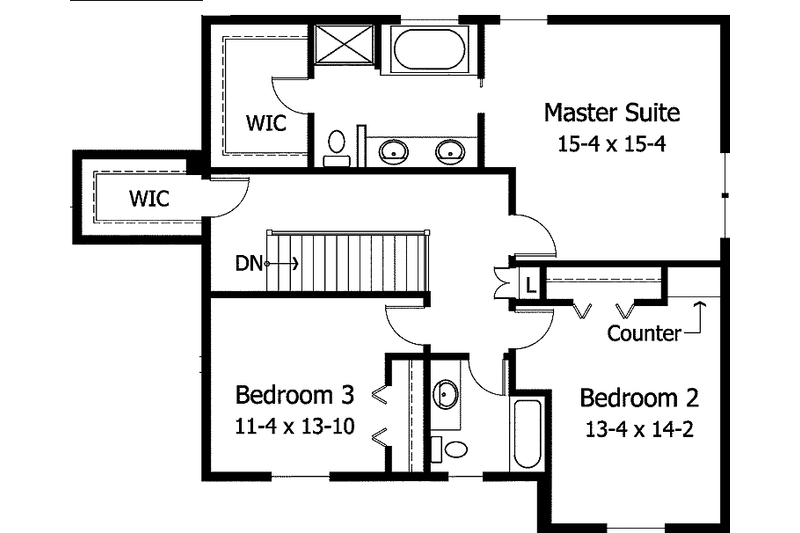 Home Plan - Floor Plan - Upper Floor for Traditional House Plan #51-761 - 3 bed, 2.5 bath