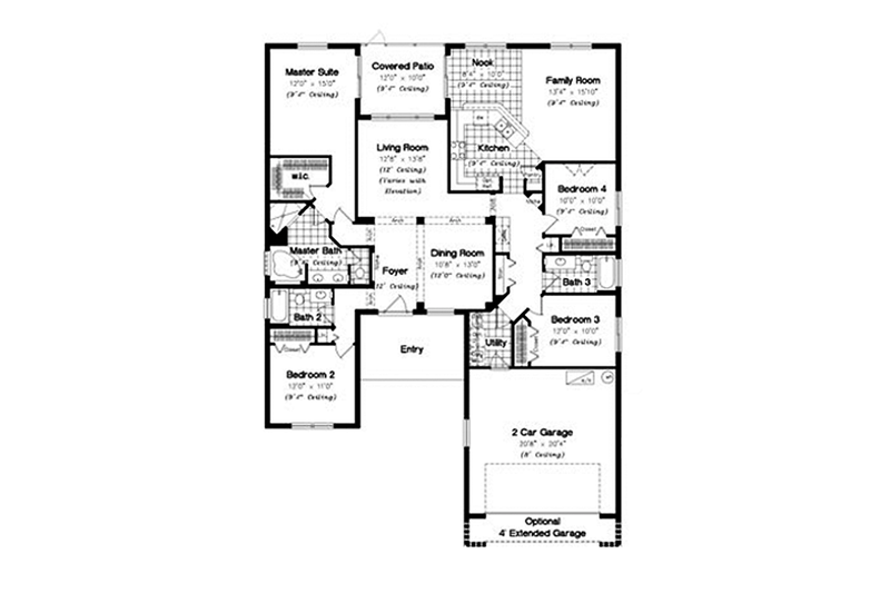 Home Plan - Floor Plan - Main Floor for Mediterranean House Plan #417-804 - 4 bed, 3 bath