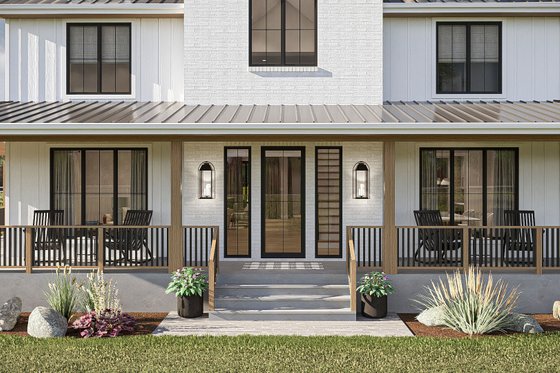 Exterior - Covered Porch for Farmhouse House Plan #455-682 - 4 bed, 4.5 bath