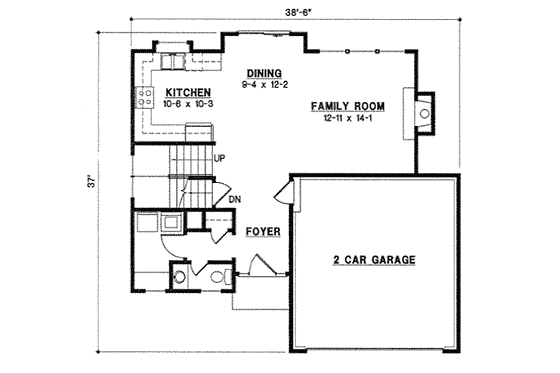 Floor Plan - Main Floor for Farmhouse House Plan #67-851 - 3 bed, 2 bath