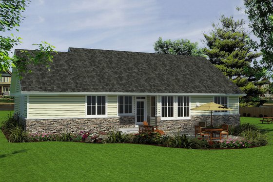 Bungalow style, Craftsman design rear elevation
