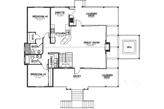 Floor Plan - Main Floor for Log House Plan #115-158 - 2 bed, 2 bath