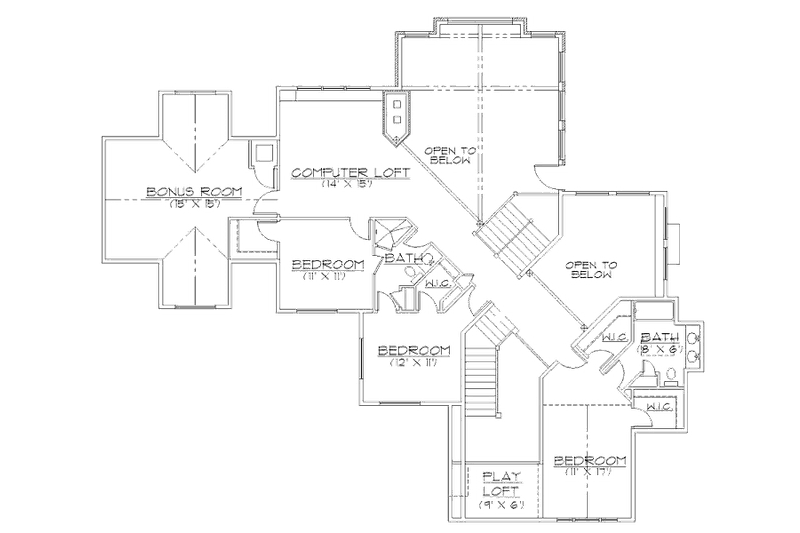 Architectural House Design - Floor Plan - Upper Floor for Traditional House Plan #5-225 - 5 bed, 5.5 bath