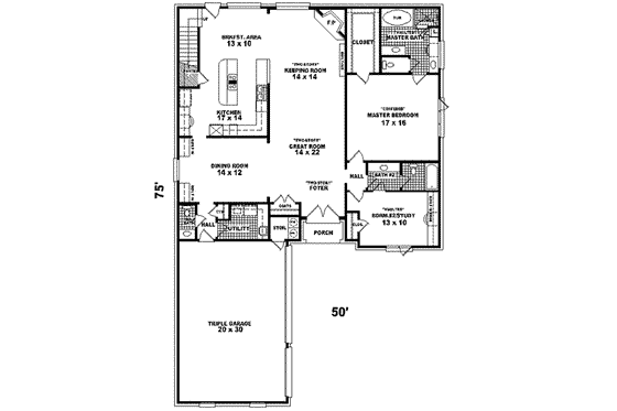 Floor Plan - Main Floor for European House Plan #81-568 - 3 bed, 4.5 bath
