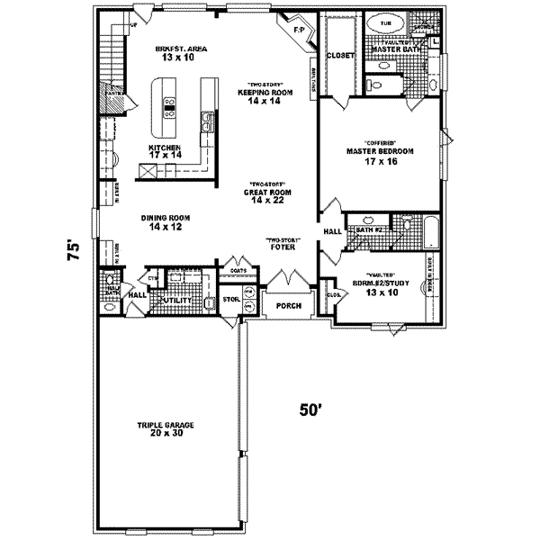 Floor Plan - Main Floor for European House Plan #81-568 - 3 bed, 4.5 bath