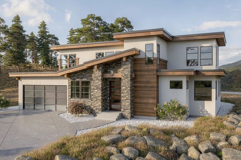 Architectural House Design - Exterior - Front Elevation 2 for Contemporary House Plan #1100-21 - 3 bed, 2.5 bath