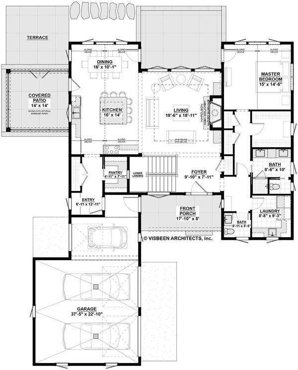 Architectural House Design - Farmhouse Floor Plan - Main Floor Plan #928-303