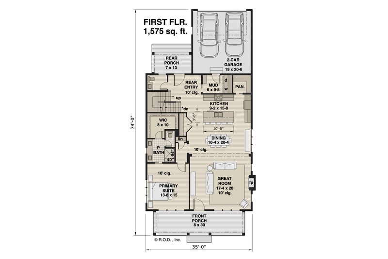 Architectural House Design - Floor Plan - Main Floor for Farmhouse House Plan #51-1263 - 3 bed, 3.5 bath