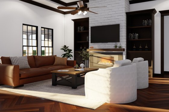 Interior - Family Room 1 for Traditional House Plan #17-541 - 4 bed, 2 bath
