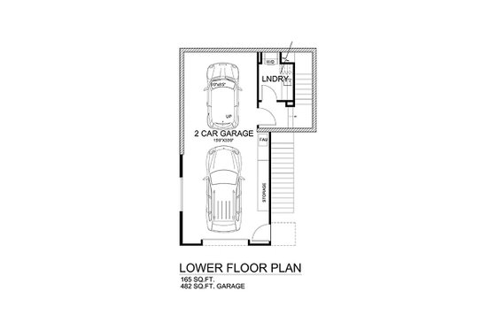 Floor Plan - Lower Floor for Modern House Plan #484-1 - 3 bed, 3.5 bath
