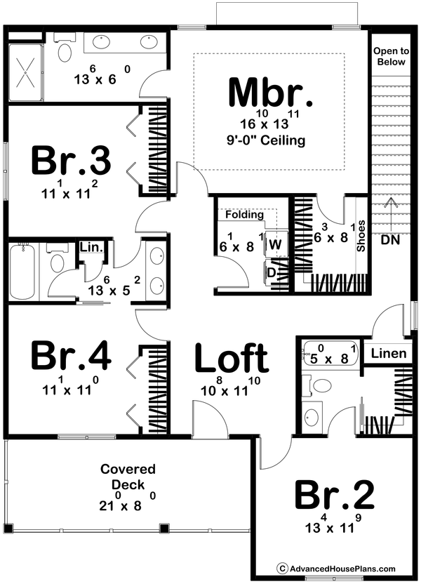 Dream House Plan - Farmhouse Floor Plan - Upper Floor Plan #455-690