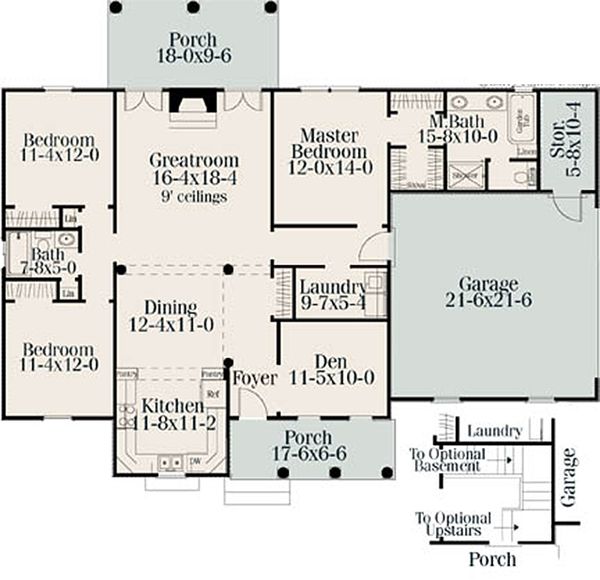 House Blueprint - Cottage Floor Plan - Main Floor Plan #406-123