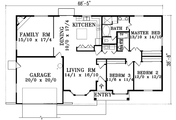 Adobe / Southwestern Floor Plan - Main Floor Plan #1-1358