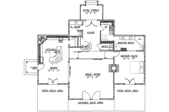 Floor Plan - Main Floor for European House Plan #117-214 - 3 bed, 4 bath