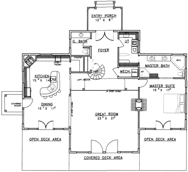 Home Plan - European Floor Plan - Main Floor Plan #117-214