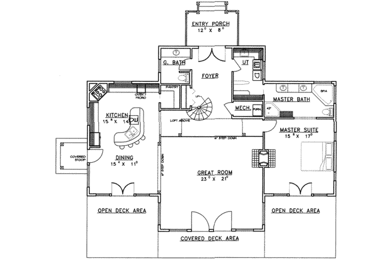 Home Plan - Floor Plan - Main Floor for European House Plan #117-214 - 3 bed, 4 bath