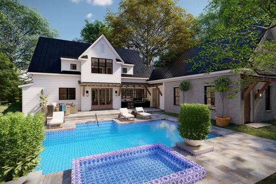 Exterior - Rear Elevation 1 for Southern House Plan #1094-4 - 4 bed, 3.5 bath