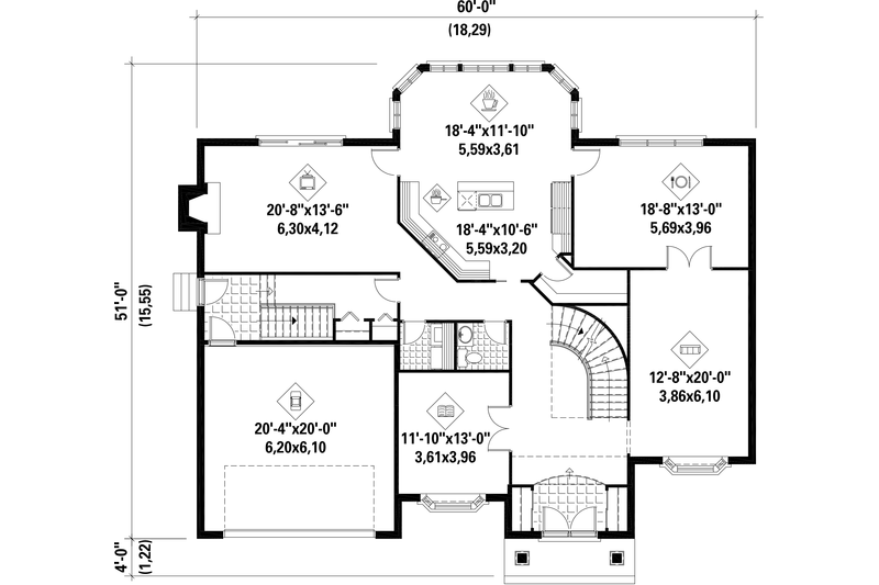Dream House Plan - Floor Plan - Main Floor for European House Plan #25-4715 - 5 bed, 2 bath