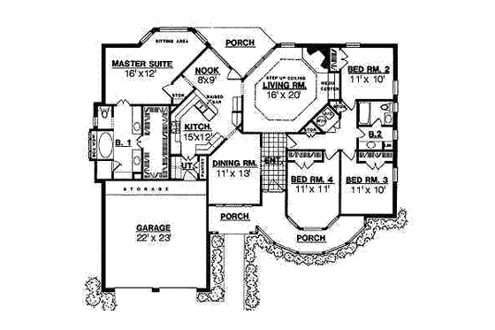 Floor Plan - Main Floor for Country House Plan #40-179 - 4 bed, 2 bath