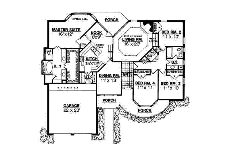 House Design - Floor Plan - Main Floor for Country House Plan #40-179 - 4 bed, 2 bath