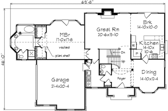 Floor Plan - Main Floor for Traditional House Plan #57-127 - 4 bed, 2.5 bath