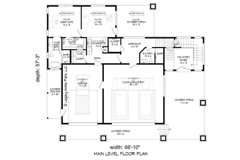 House Blueprint - Floor Plan - Main Floor for Modern House Plan #932-714 - 3 bed, 4 bath