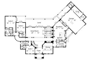 Floor Plan - Main Floor for European House Plan #417-434 - 4 bed, 4.5 bath