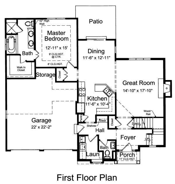Architectural House Design - Colonial Floor Plan - Main Floor Plan #46-466