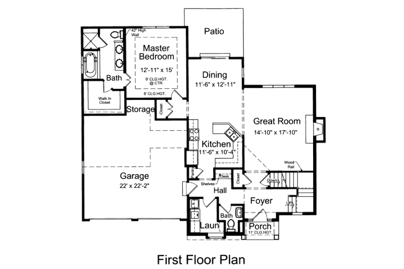 Home Plan - Floor Plan - Main Floor for Colonial House Plan #46-466 - 4 bed, 2.5 bath