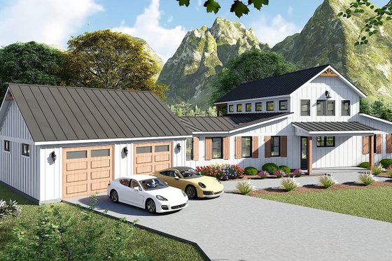 Exterior - Front Elevation 4 for Barndominium House Plan #932-1202 - 2 bed, 2 bath