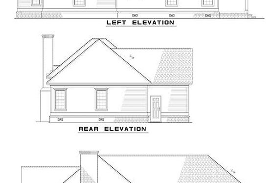 Exterior - Rear Elevation for Classical House Plan #17-179 - 2 bed, 2 bath