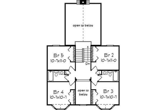 Floor Plan - Upper Floor for Farmhouse House Plan #57-135 - 5 bed, 3.5 bath