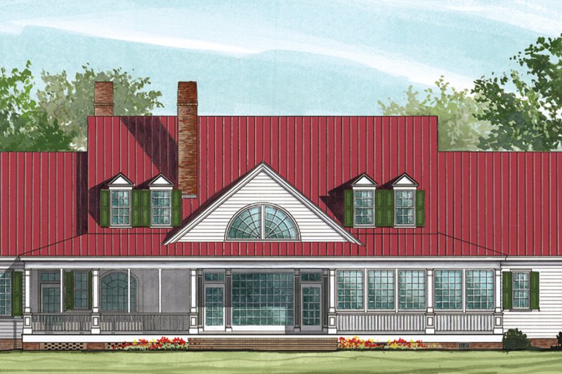 Home Plan - Exterior - Rear Elevation for Farmhouse House Plan #137-190 - 4 bed, 3.5 bath
