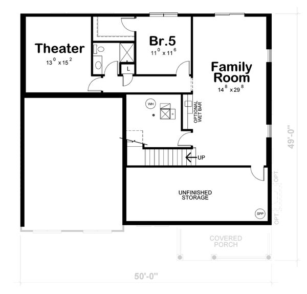 Architectural House Design - Traditional Floor Plan - Lower Floor Plan #20-2421