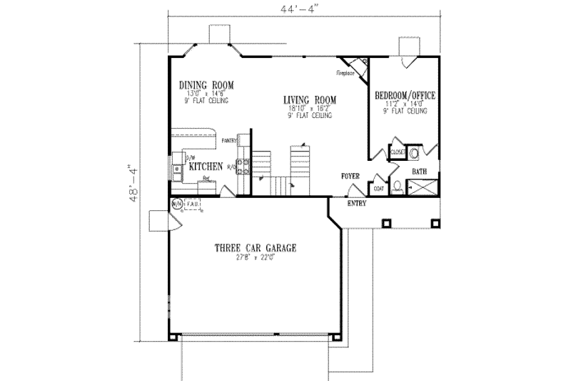 Dream House Plan - Floor Plan - Main Floor for Adobe / Southwestern House Plan #1-440 - 4 bed, 3 bath