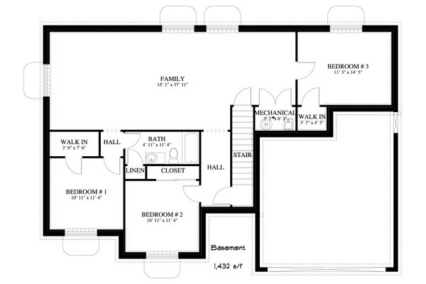 House Design - Traditional Floor Plan - Lower Floor Plan #1060-429
